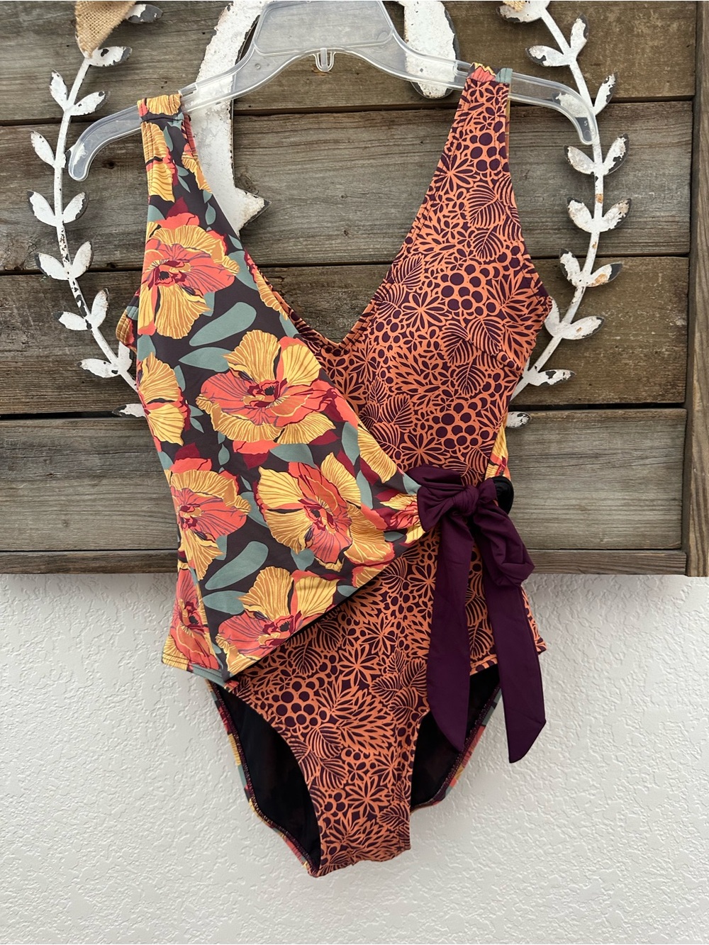 Sundance wrap front one piece swimsuit ladies size Small